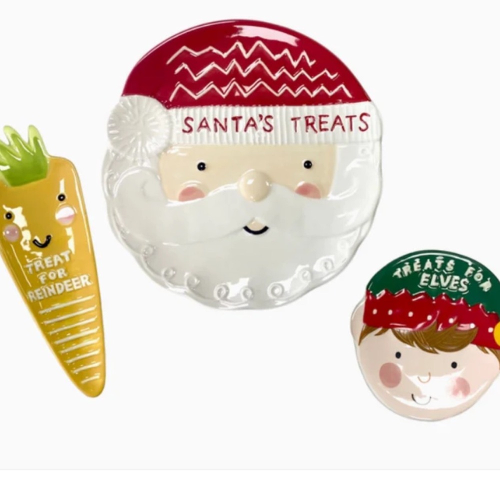 Godinger Santa Christmas Treat 3 Piece Serving Set New